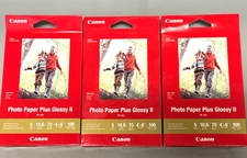 3 CANON Photo Paper Plus Glossy II pp-301 4x6 100 Sheets  (300ct)  Ink Jet NIB