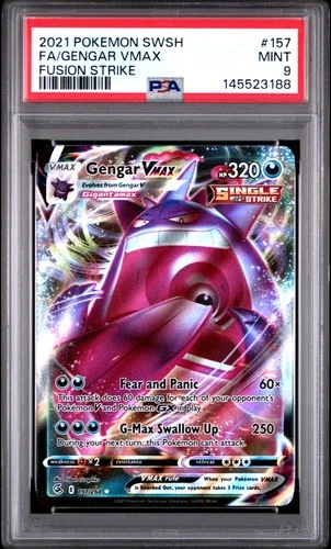 2021 POKEMON SWORD & SHIELD FUSION STRIKE #157 FULL ART/GENGAR VMAX PSA 9