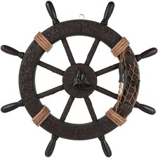 Wooden Nautical Ships Steering Wheel Wall Hanging Decor Maritime Home Acc Wooden Nautical Ships Steering Wheel Wall Hanging Decor Maritime Home Acc