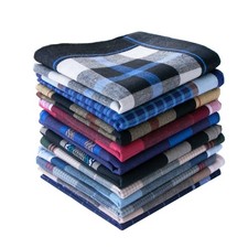 Assorted Men's Handkerchief Plaid 100 Cotton Handkerchiefs Soft Hankies Grid