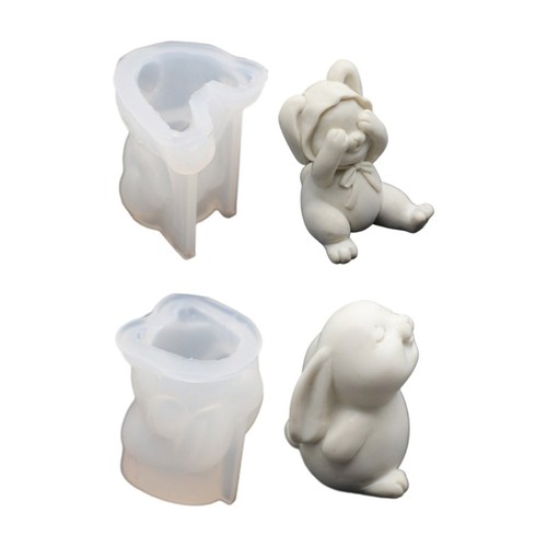 Squinting Bunny Molds Easter Rabbit Aromatherapy Silicone Molds DIY ...