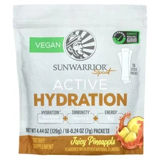 2 X Sunwarrior, Sport, Active Hydration, Juicy Pineapple, 18 Packets, 0.24 oz (7
