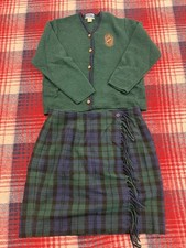 Vintage 1970s Pendleton Skirt Sweater Set Tartan Wool, Womens Both Large