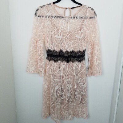 knee length dresses for ladies Zara Blush Pink Dress With Lace Overlay size 2 – Joshy and Bee main image 0