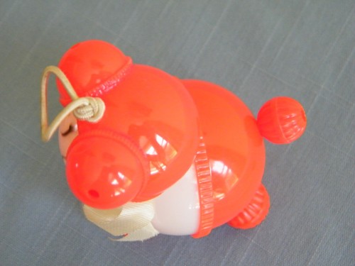 Vintage Hard Plastic Baby Rattle Crib Toy ~ Cute Animal Cat ? w/Ribbon - 第 7/7 張圖片