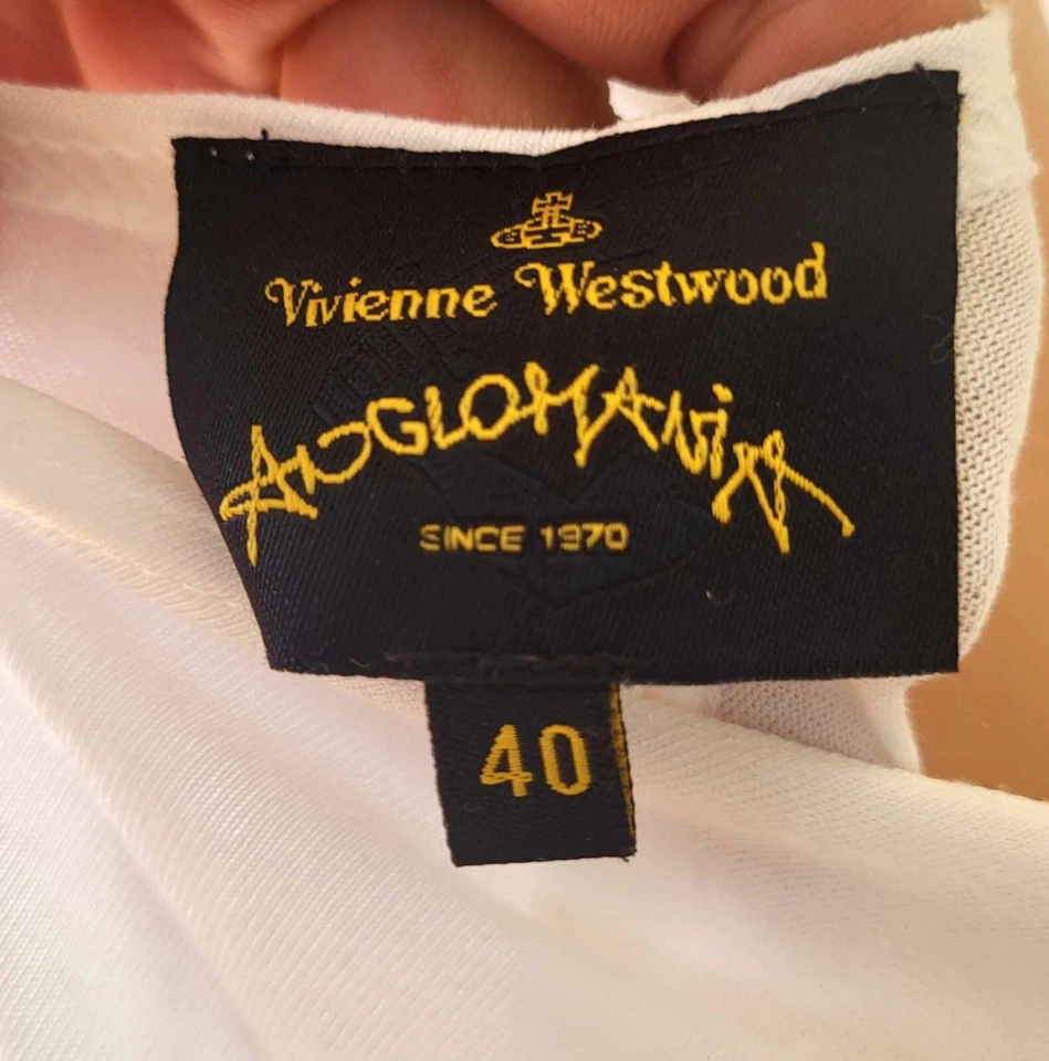 Vestido Vivienne Westwood Anglomania Blanco Elástico Drapeado Acanalado Dolman Mangas Foto 2 de 4