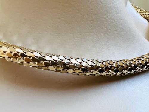 Collar de cadena gargantilla chapado en oro de plata de ley 925 redonda escamas de serpiente 17,5" L - Imagen 5 de 11