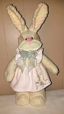 15" Plush Free Standing Rabbit Weighted Feet In Dress and Bows Delton Products