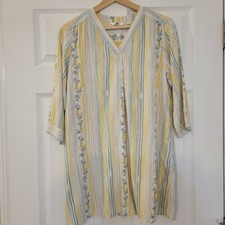 Yellow Blue Floral Uniqlo Tunic 100% Rayon, size S