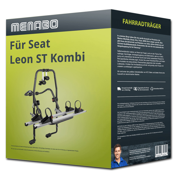 Menabo FahrradträGer Stand Up 2 Schwarz/Silber FüR Seat Leon ST Kombi Typ 5F8 FP-image