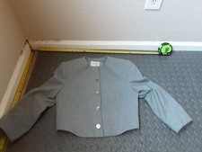 Vintage Miss Pendelton Gray Cropped Wool Blazer Round Neck Small S28