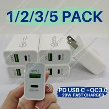 20W Dual Port Power Adapter Fast Charging Block For iPhone Samsung Universal Lot