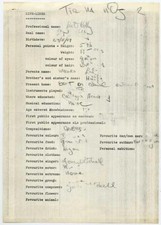 Tír na nÓg Leo O'Kelly Hand Filled Questionnaire 'Bravo' Magazine circa 1972