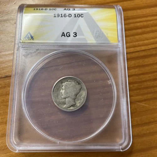 1916 D Mercury Dime ANACS AG3
