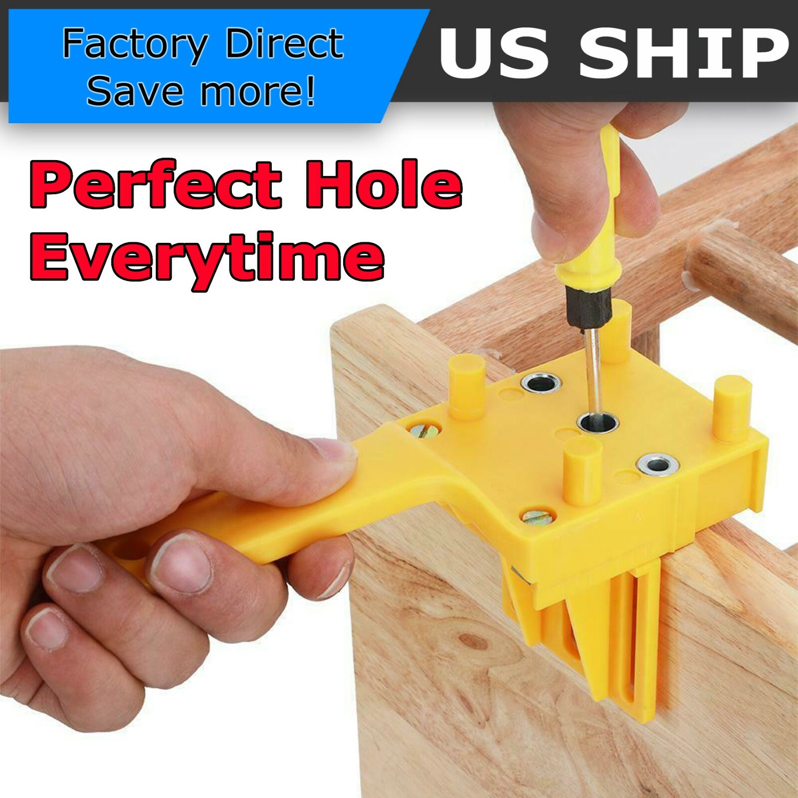 Handheld Woodworking Doweling Jig Drill Guide Wood Dowel Drilling Hole Saw Kit