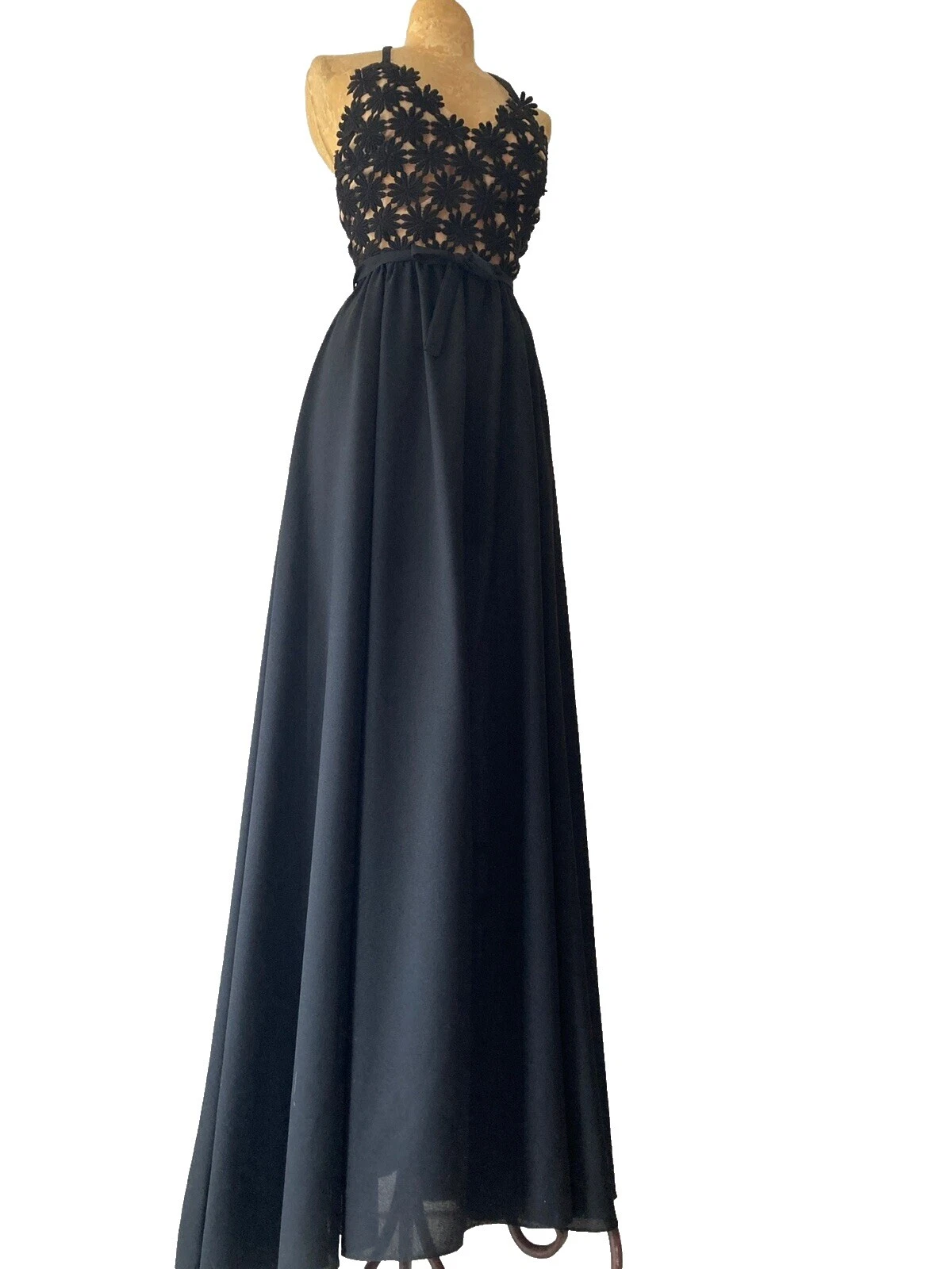 Vestidos Vintage 1970s Negro de Cóctel para Mujeres