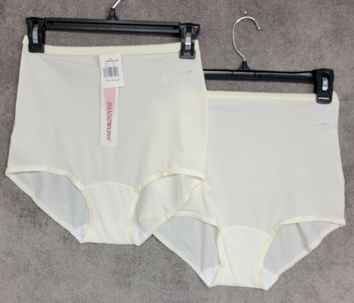 Shadowline Panties Briefs #17005 Womens Medium Ivory Bloomers Sissys 2-Pack New