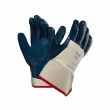Ansell Hycron 27-607 Blue Nitrile Coated Safety Cuff Gloves, Size 8, 12ct, NEW