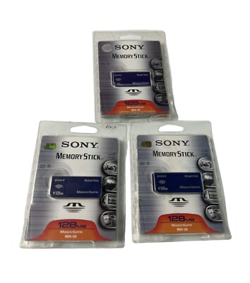 Lot Of 3 NIB Sony 128MB Memory Stick Card - MSH-128
