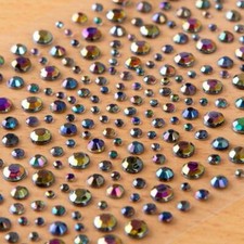 CraftbuddyUS 325pcs 2,3,4,5mm BLACK OIL Self Adhesive Rhinestone Gems, DIY Craft