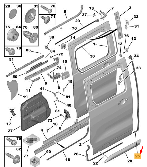 CITRO N JUMPY MK3 Left Sliding Door Weatherstrip 9819625180 New  