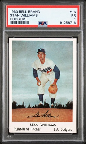 1960 Bell Brand DODGERS #16 Stan Williams - PSA 1 - Beautiful Card!