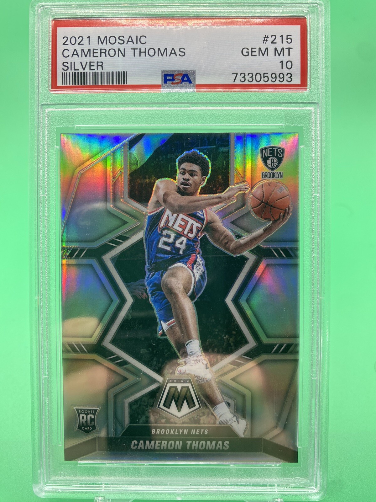 2021-22 Panini Mosaic Silver Cameron Thomas Rookie #215 Nets Psa 10