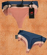 New Balance L Coral-Blush-Navy Seamless Barely There Feel Thong Panties-3 Pk