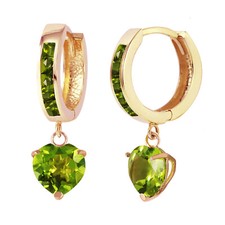 14K SOLID GOLD HOOP EARRING WITH NATURAL PERIDOTS Yellow Gold 