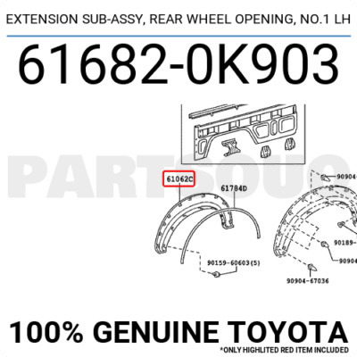 パーツ kei3 616820K903 Genuine Toyota EXTENSION SUB-ASSY, REAR WHEEL OPENING