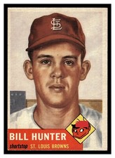 1953 TOPPS BILL HUNTER #166 ROOKIE CARD ST LOUIS BROWNS HIGHER HIGH GRADE BEAUTY. rookie card picture