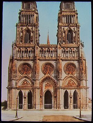 Glass Magic Lantern Slide ORLEANS CATHEDRAL C1900 PHOTO FRANCE JOAN OF ARC