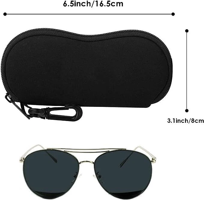 Calabria Neopreno Cremallera Suave Gafas Estuche Clip Cinturón Negro 2 PACK Hombres Mujeres Ultr Foto 4 de 4