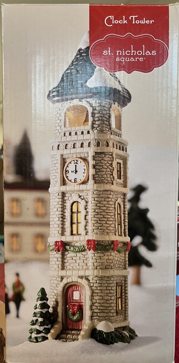 置物 Nicholas Square Clock Tower St. Nicholas Square Village Clock Tower /Bell Christmas Village