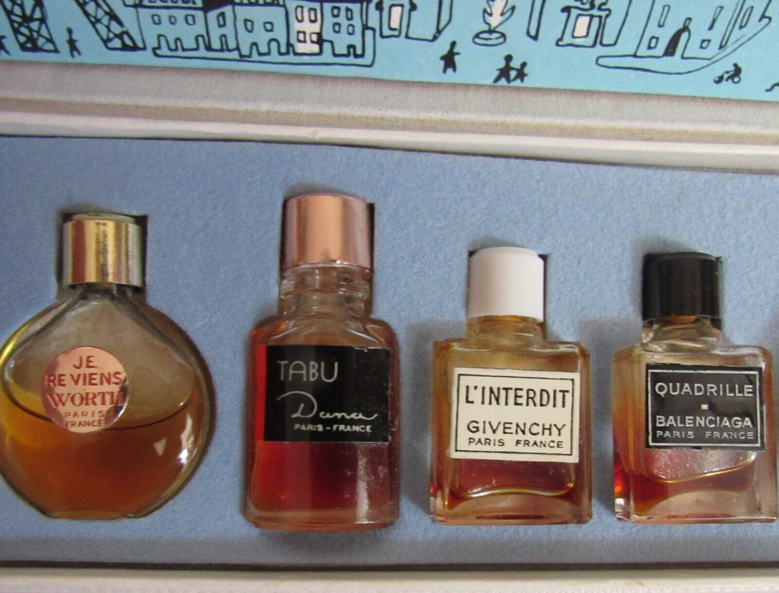 Vtg Coffret Les Parfums de Paris Perfume Minature Bottles Set of 9 Designer thumbnail 4