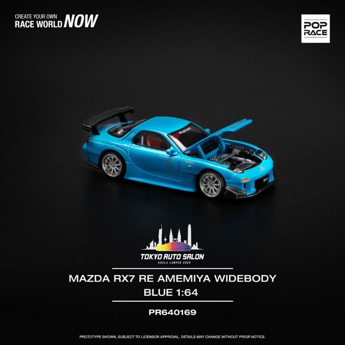 POPRACE PR64-287 RX-7 シルバークローム POP RACE 1/64 Mazda RX-7 Re-Amemiya Widebody Chrome Silver