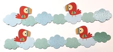 Parrots On Clouds Glitter Accents Zoo K&Company 4 Cardstock Stickers 6" x 1.25