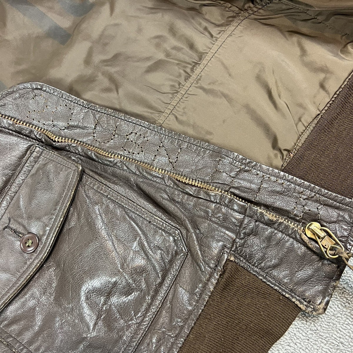 Vintage Military G-1 Leather Bomber Jacket Star Sportswear USN