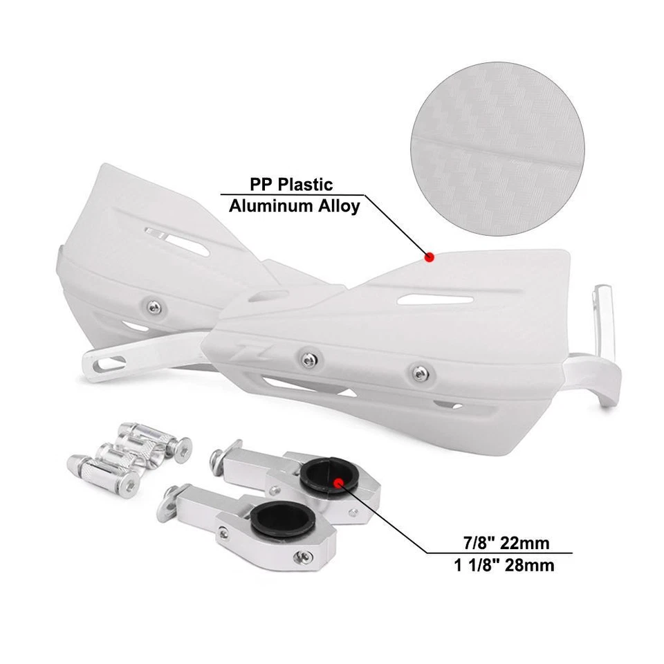 Protectores de manos universales para moto ATV blancos 7/8" 1 1/8" Foto 4 de 4
