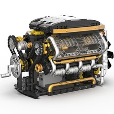 V8 Engine Model Kit That Runs Electric Building Set w/ Manual Assembly Toy 76