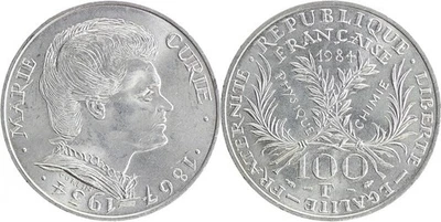 France 100 Francs - Marie Curie - 1984 - Argent - Photo 1/2
