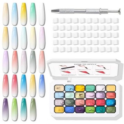 Sponges Pat Gel Nail Polish Palette, 24 Colors Blending Ombre Gel Polish Patt...