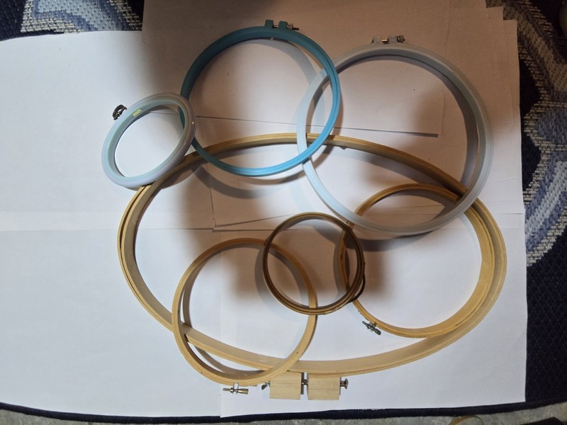 Assorted  Round Embroidery Circles Handy Sewing Natural Wood and Plastic Rings