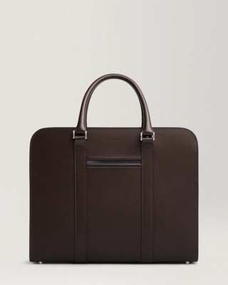 Carl Friedrik Palissy Double Briefcase Chocolate Smooth Leather