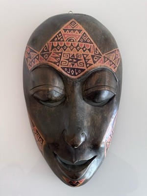 Hand Carved Indonesian Wood Mask Tribal Wall Art Folk Decor