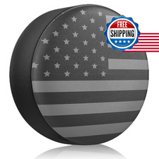 Waterproof Leather RV Spare Tire Cover American Flag 15" Wheel for Jeep SUV