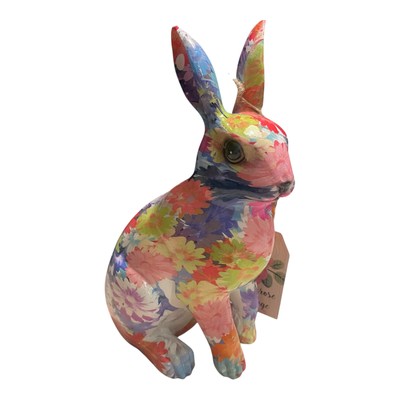 Primrose Vintage Easter Bunny 8  Resin Bright Floral Spring Decor NEW