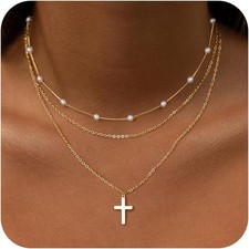 Cross Necklace for Women Trendy,Dainty 14K Gold Plated Minimalist