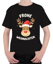 Merry Christmas Reindeer Santa Hat Cartoon Kids Funny Unisex Children T-