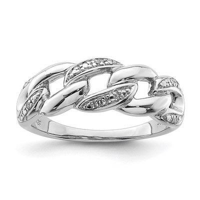 Sterling Silber Ring rhodiniert Diamant - Größe 8 Herren Damen